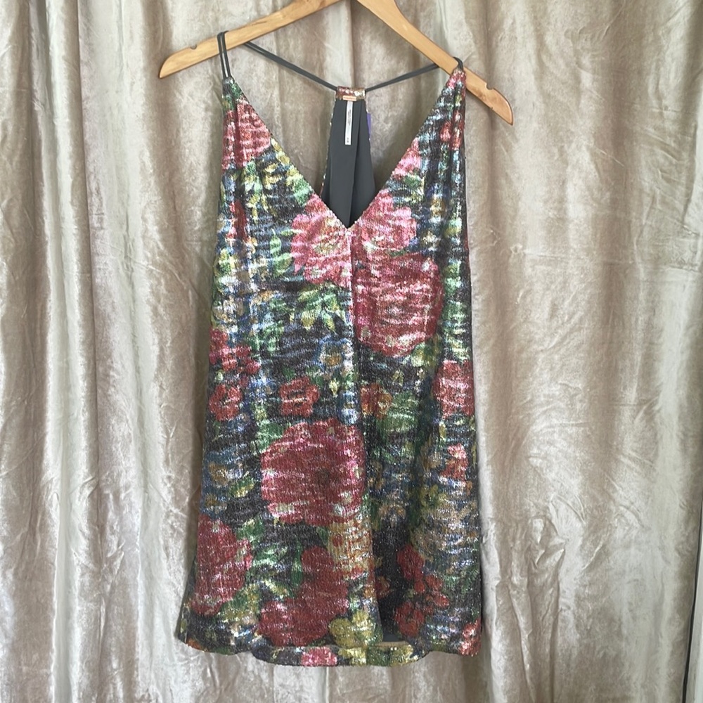 Free People mini sequined dress, floral.